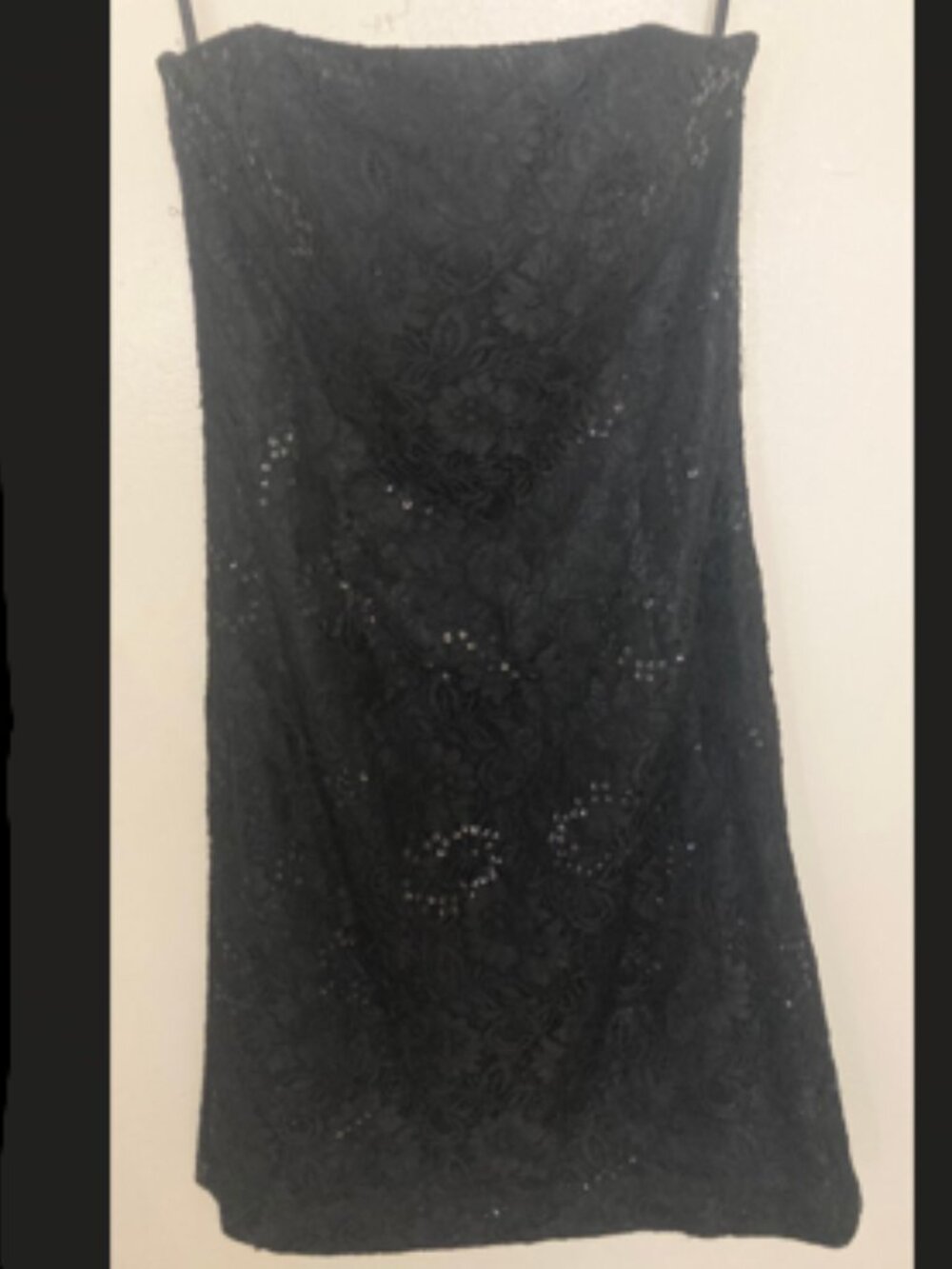 Black Lace Sequin Strapless Dress